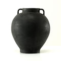 14 Inches High Earthy Gray Vase With Two Decorative Handles