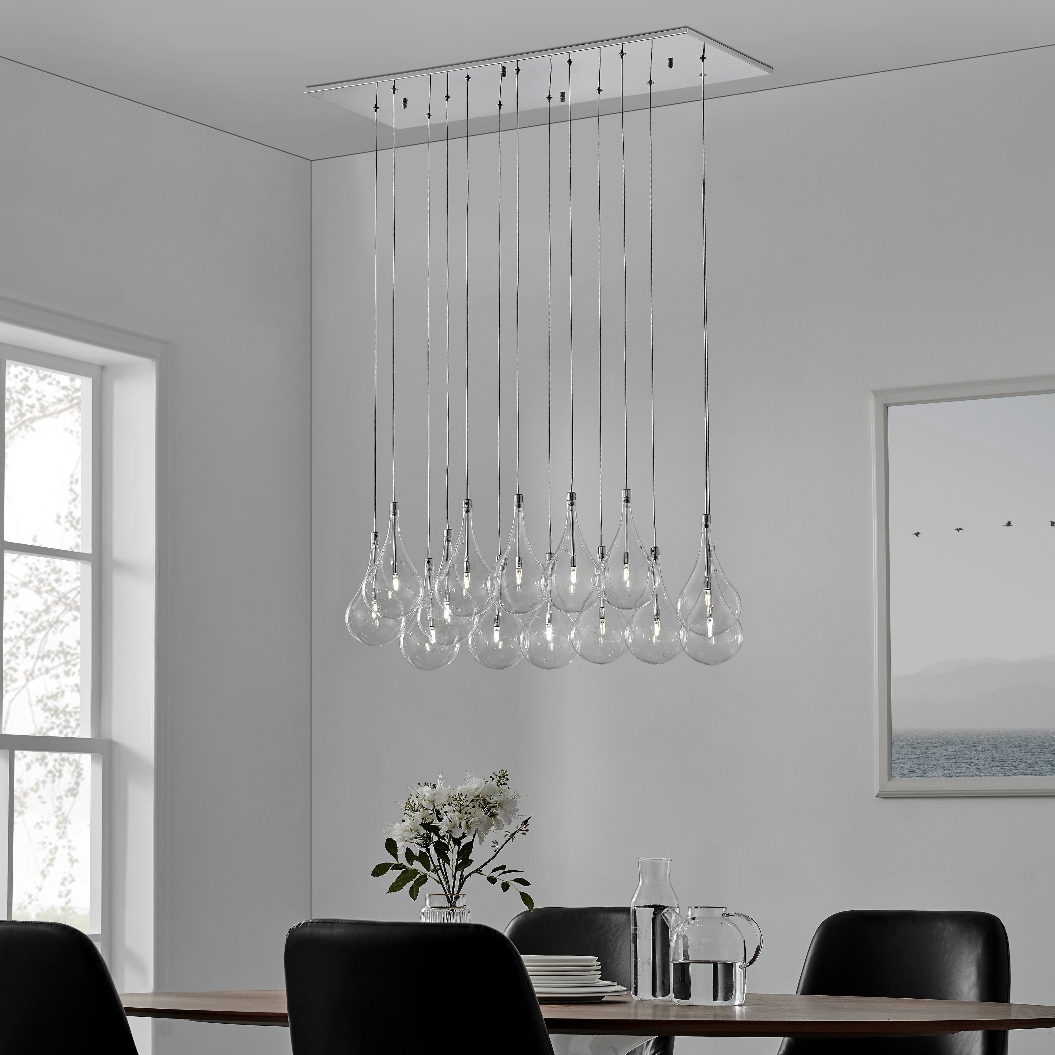 Modern Multi Layered 14 Light Glass Globes Led Chandelier
