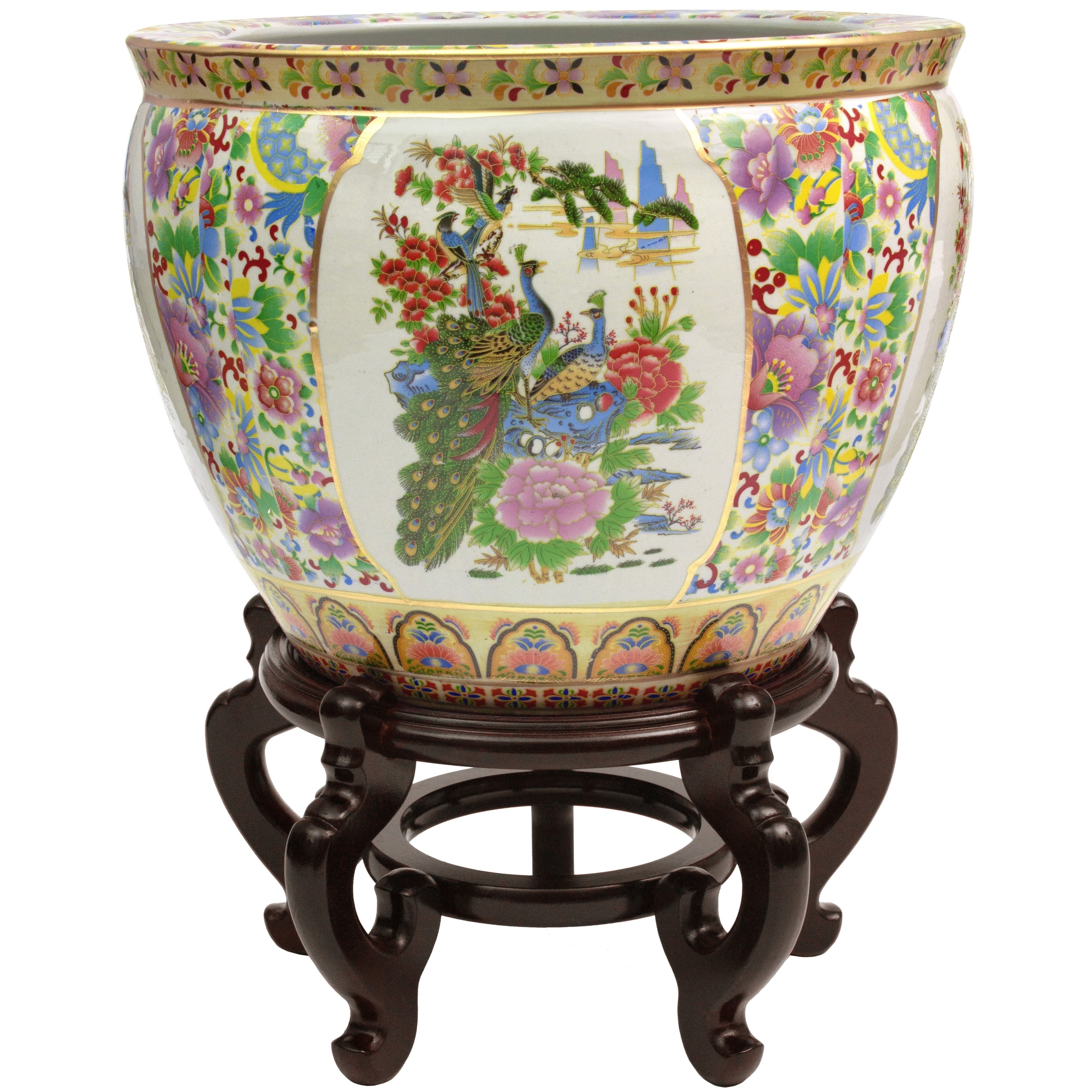 14 Satsuma Birds Flowers Porcelain Fishbowl