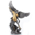 14.57 In H St. Michael Tramples Demon Figurine Poly Resin