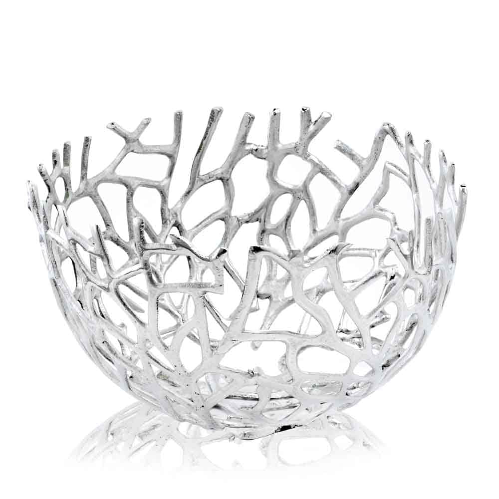 14.5 X 14.5 X 8.5 Silver Round Twigs Bowl 8.5 X 14.5 X 14.5