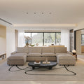 140.16 In. Electric Modular Recline Sectional Sofa Square Arm Linen 4 Pieces Sofa With 2 Ottomans Heating