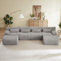 141.7 U Shaped Corduroy Sectional Sofa With 2 Ottomans No Assembly Required