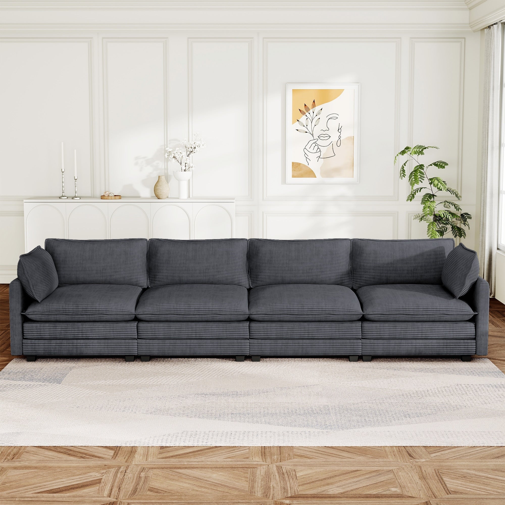148 Overised 4 Seater Corduroy Clud Couch Modular Sectional Sofa For Living Room