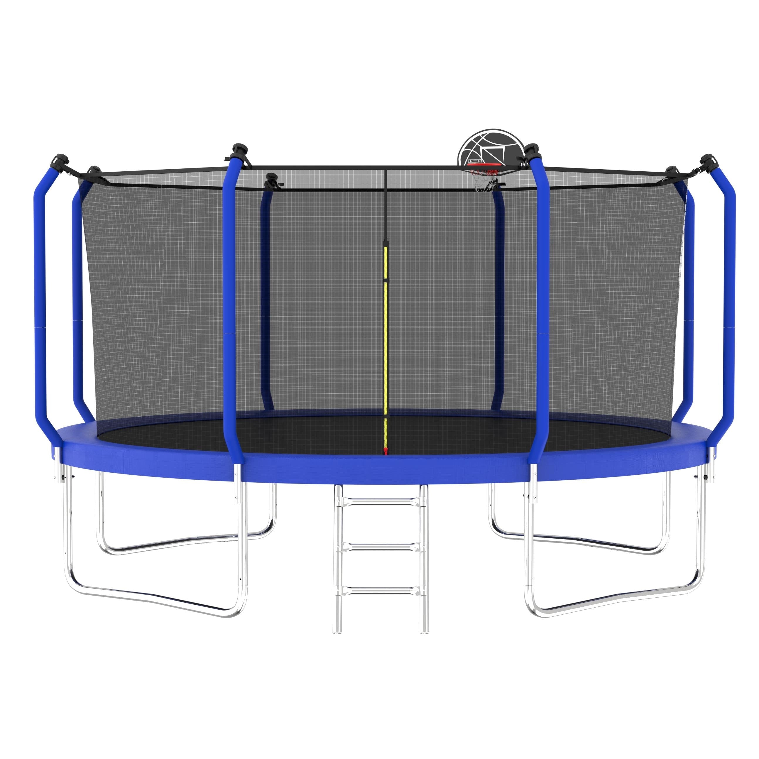 14Ft Trampoline With Basketball Hoop Astm Approved Reinforced Type Outdoor Trampoline With Enclosure Net
