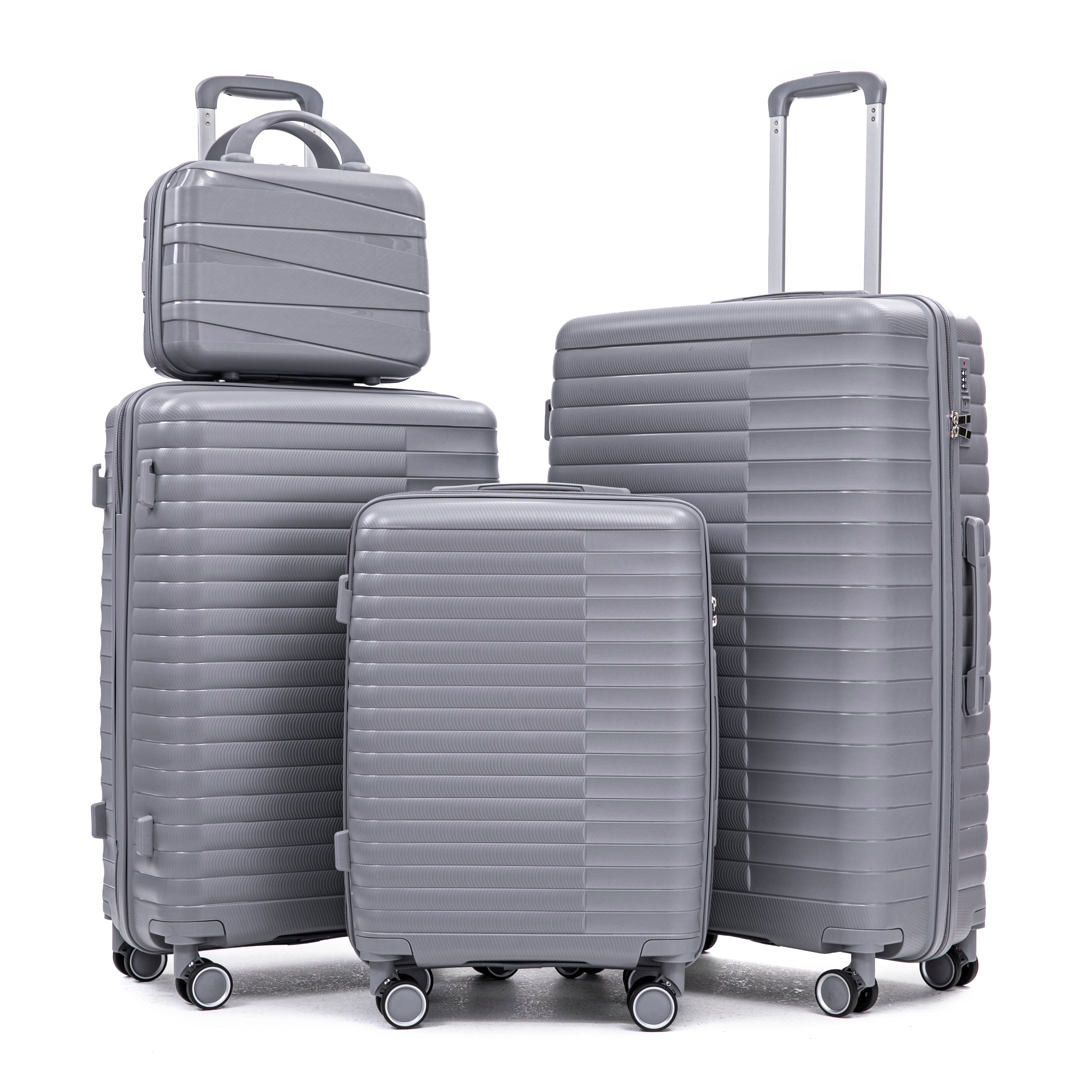 14In 20In 24In 28In 4 Pcs Set In Pp Spinner Wheel Luggage Carry On Suitcase Iron Pull Rod Combination Password Lock