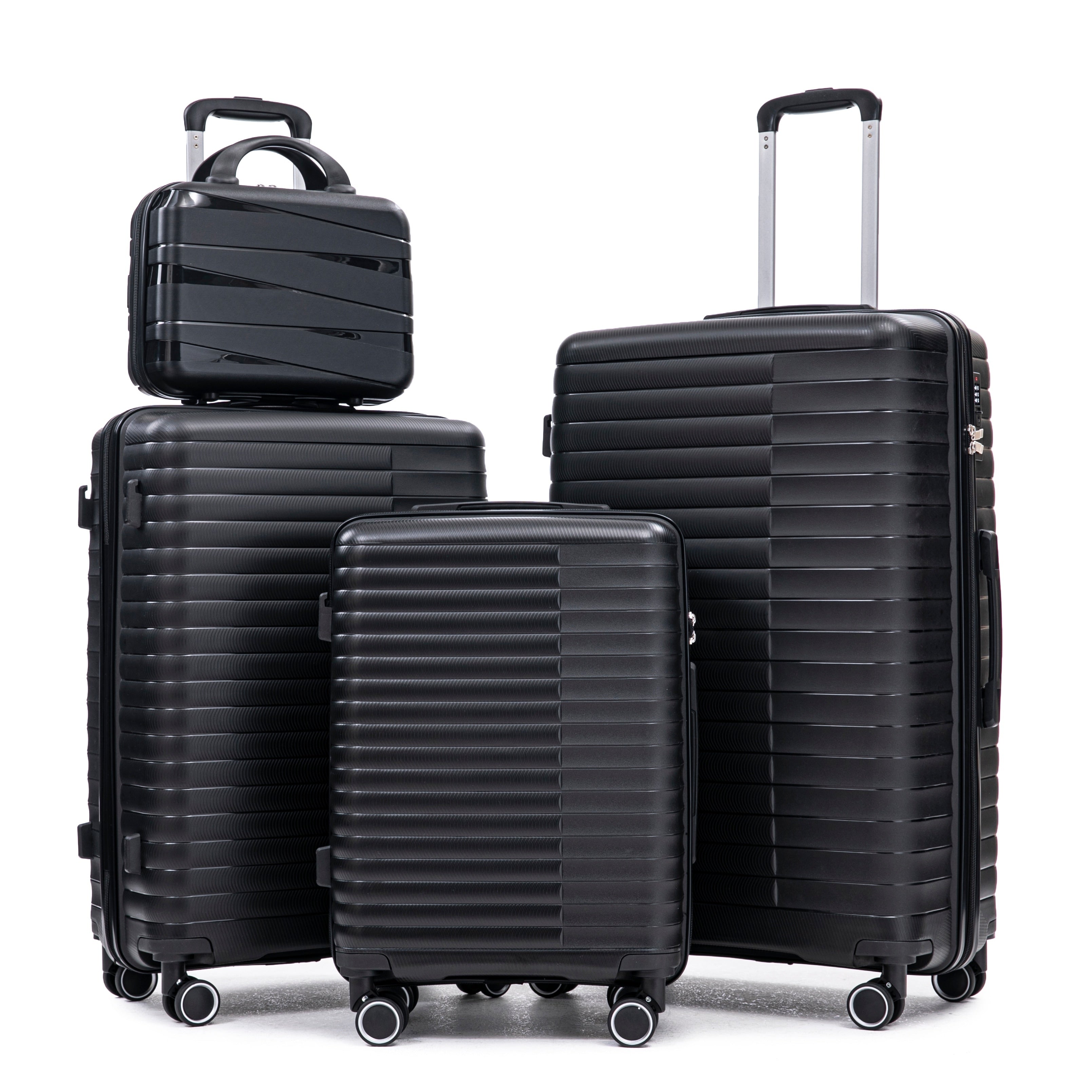 14In 20In 24In 28In 4 Pcs Set In Pp Spinner Wheel Luggage Carry On Suitcase Iron Pull Rod Combination Password Lock