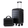 14In 20In 2 Pcs In Abs Spinner Wheel Luggage With Combination Lock 14 Cosmetic Case