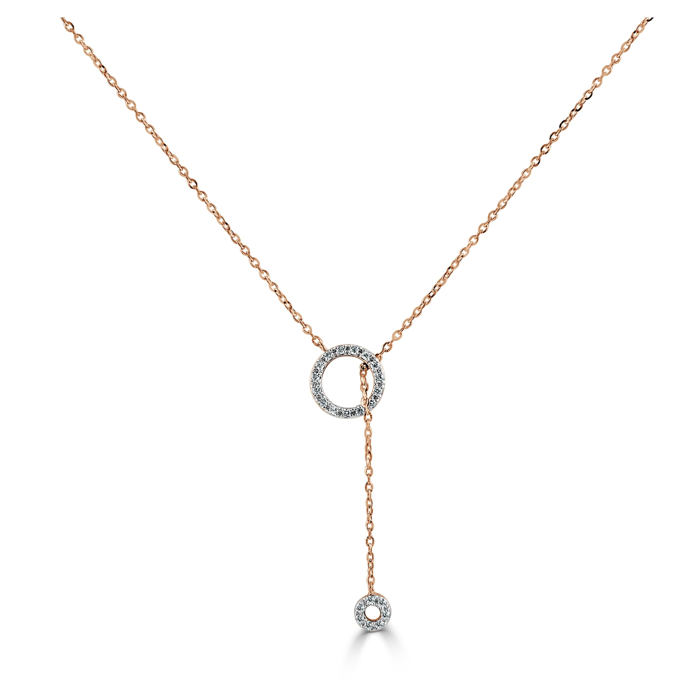 14K Gold Diamond Circle Necklace On An Adjustable To 16 17 18 Chain