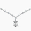 14K Gold Lab Grown Alternating Diamond Lined Oval Drop Necklace