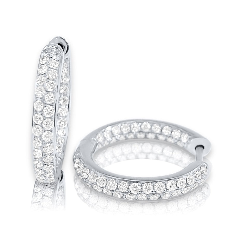 14K Gold And Diamond 1Ct Inside Out Hoop Earring