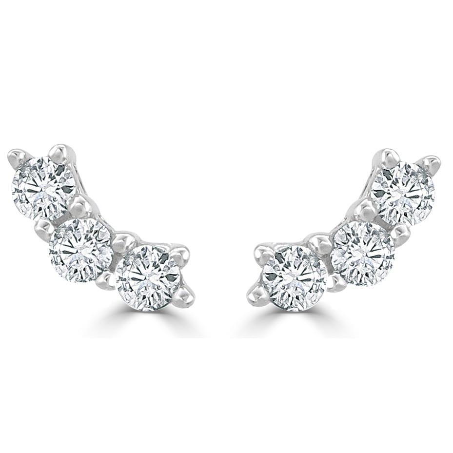 14K Gold And Diamond Inside Out Hoop Earring