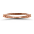14K Rose Gold Thin Beaded Center 1Mm Stackable Band