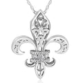 14K White Gold 1 10 Ct Tdw Vintage Fleur De Lis Pendant 1 Tall I J I2 I3