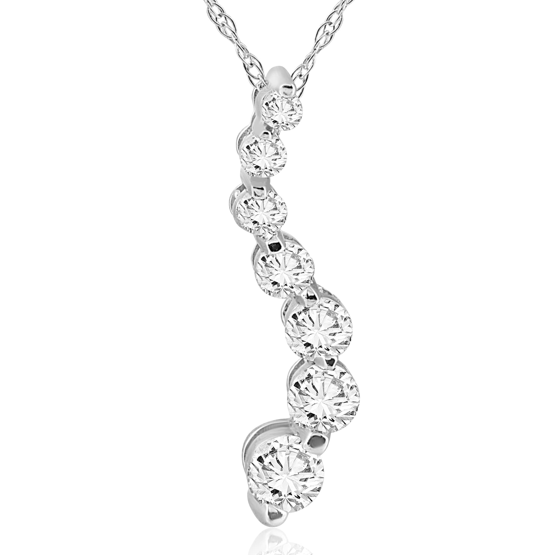 14K White Gold 1 2 Ct Tdw Diamond Journey Pendant
