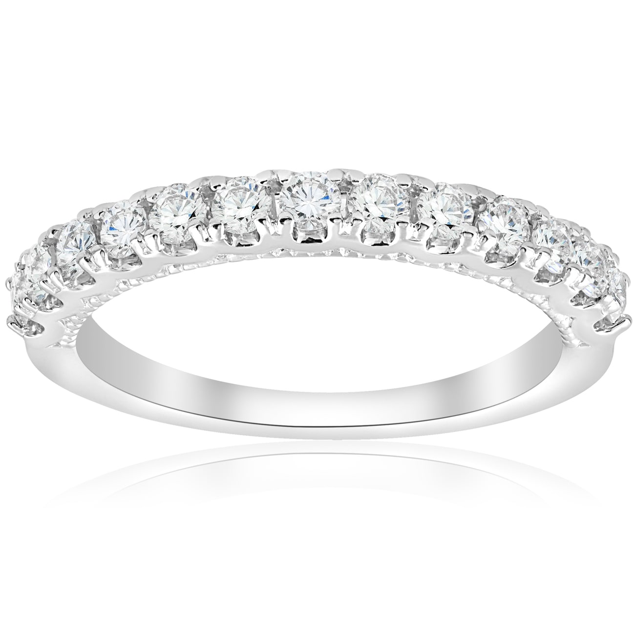 14K White Gold 1 2Ct Tdw Diamond Womens Wedding Stackable U Prong Vintage Accent Ring I J I2 I3
