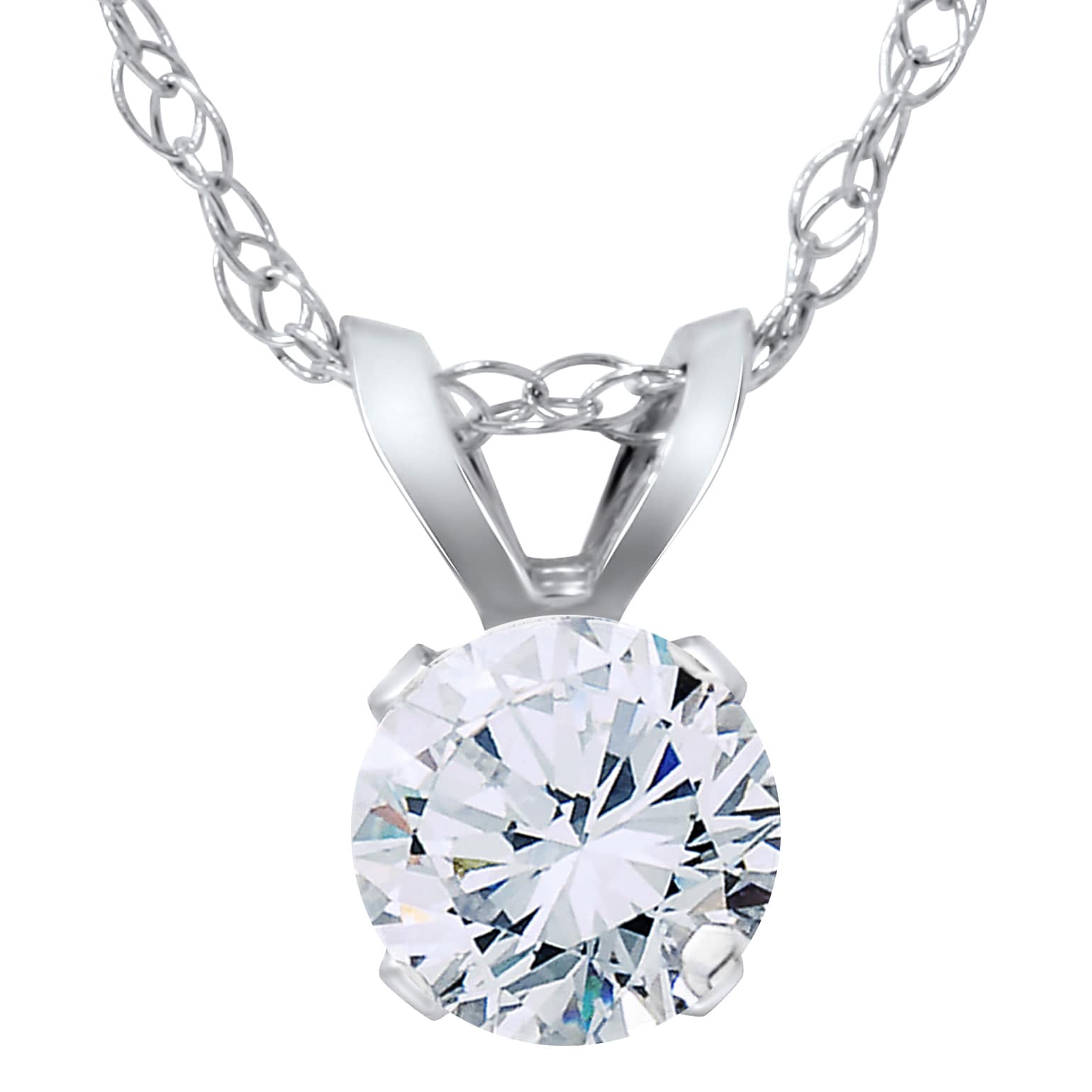 Pompeii3 14K White Gold 1 2Ct Tdw Diamond Round Solitaire Pendant Necklace