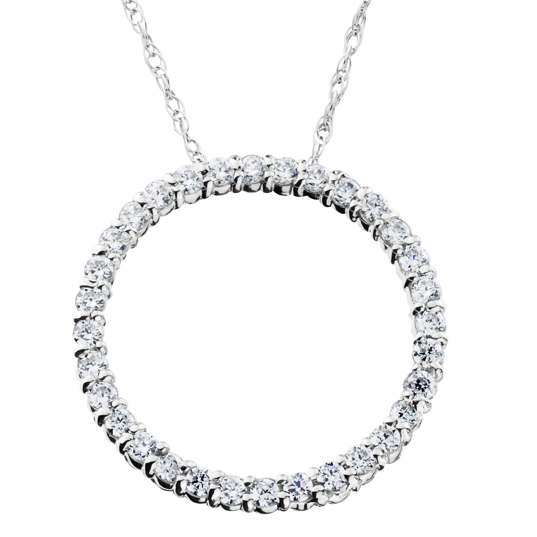 14K White Gold 1 2Ct Tdw Circle Of Life Diamond Pendant