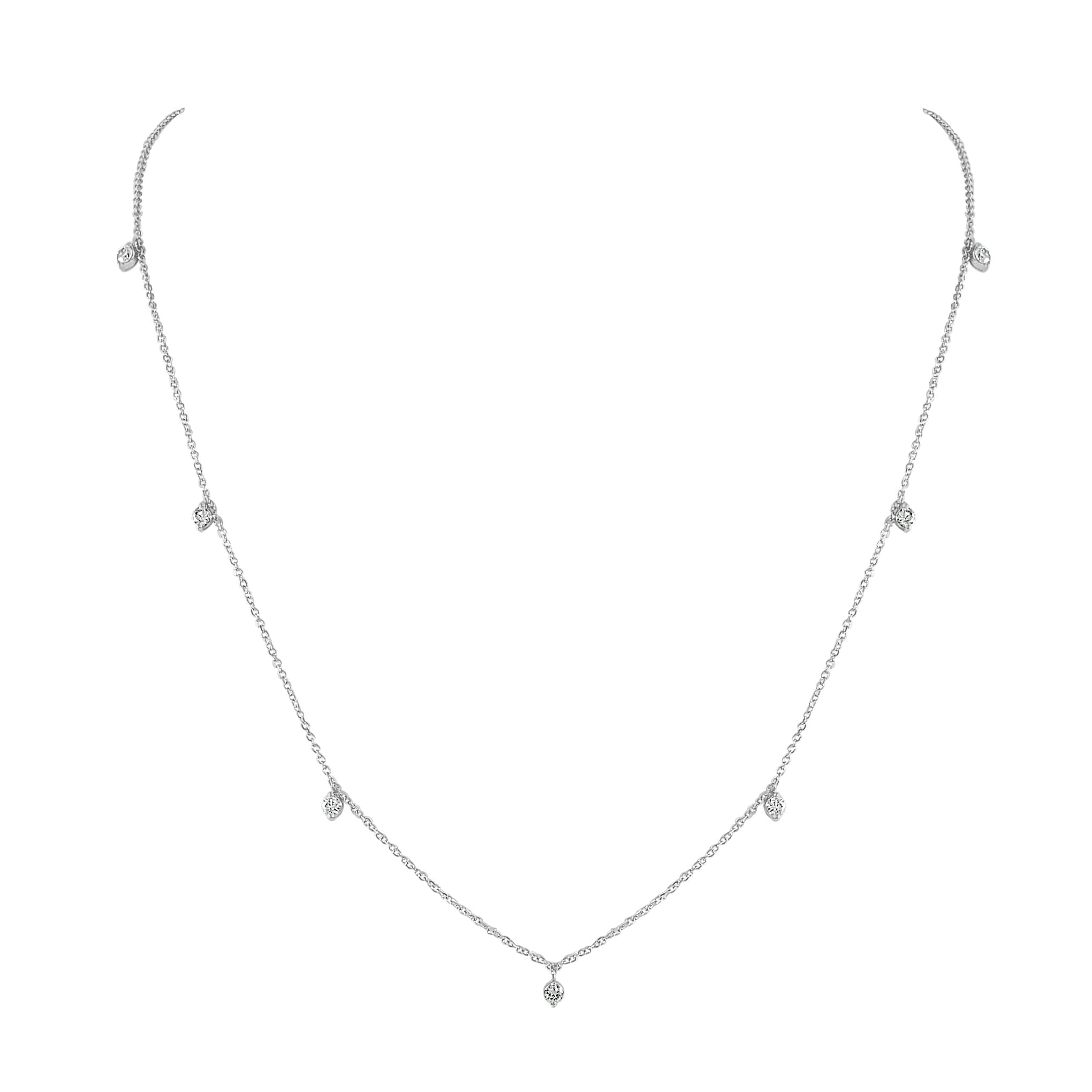 14K White Gold 1 3 Ct Tw Diamond Station Necklace