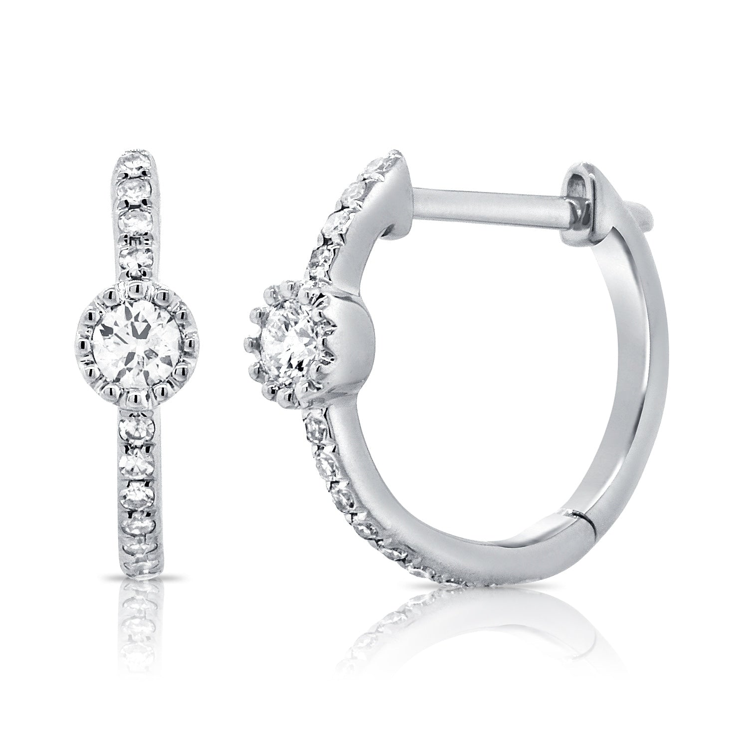 14K White Gold 1 5 Ct Tdw Diamond Huggy Earring