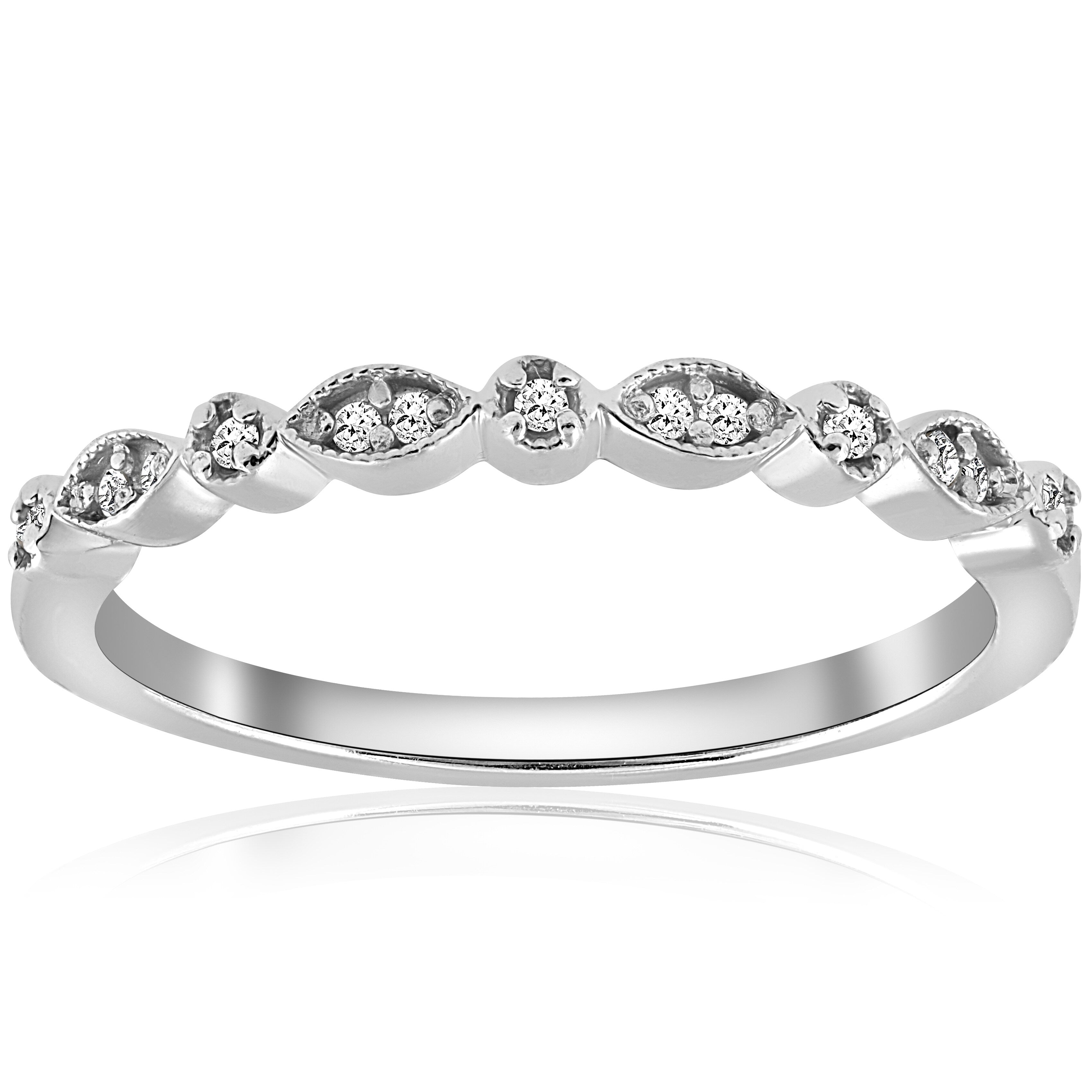 14K White Gold 1 6 Ct Tdw Diamond Stackable Womens Wedding Anniversary Ring