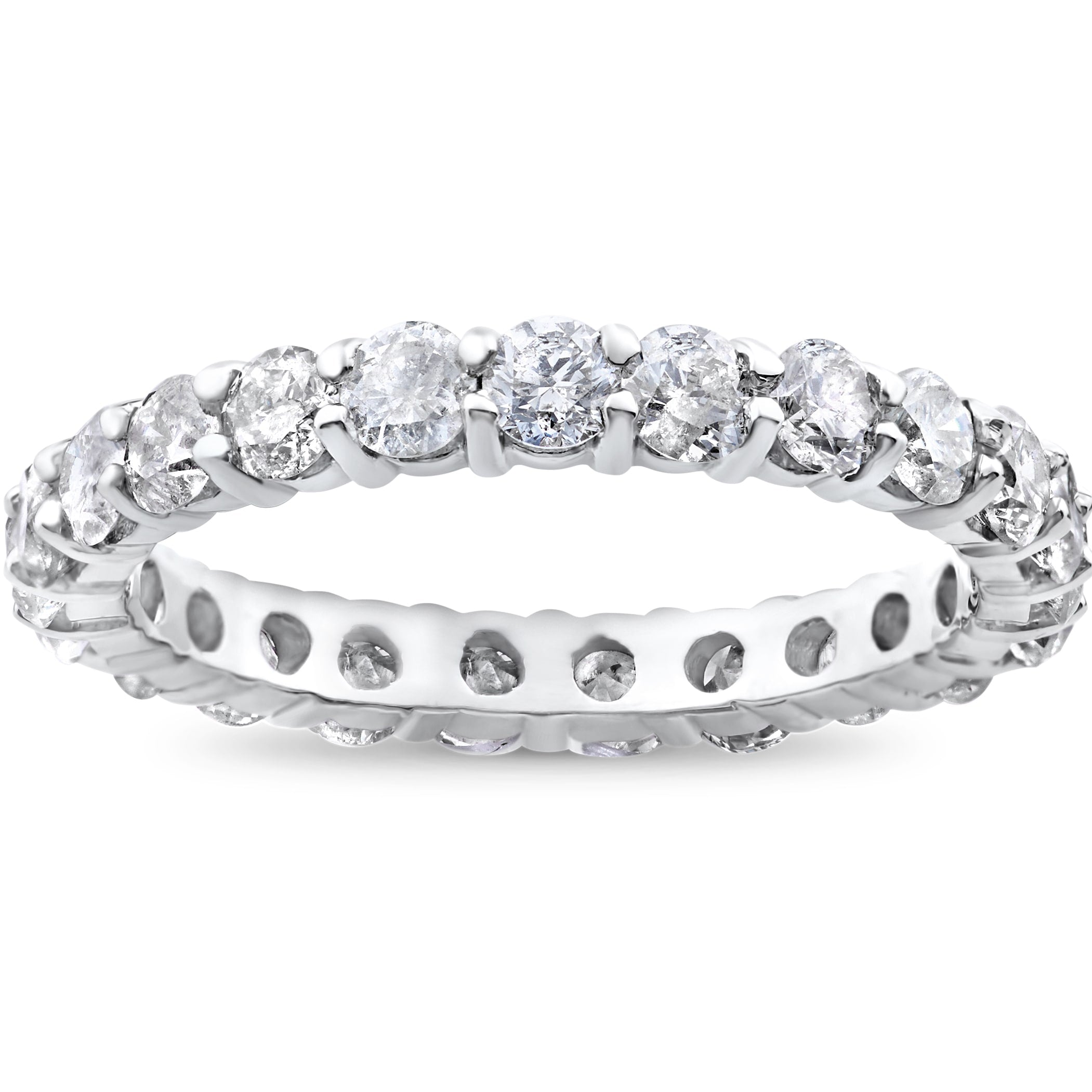 14K White Gold 2Ct Tdw Prong Diamond Eternity Stackable Wedding Ring
