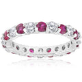 14K White Gold 2 Ct Tw Diamond Ruby Womens Wedding Stackable Ring I J I2 I3