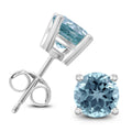 14K White Gold 5Mm Round Aquamarine Earrings
