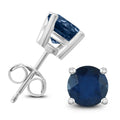 14K White Gold 5Mm Round Sapphire Earrings