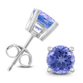 14K White Gold 5Mm Round Tanzanite Earrings