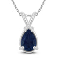 14K White Gold 5X3Mm Pear Sapphire Pendant