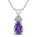 14K White Gold 6X4Mm Pear Amethyst And Diamond Pendant