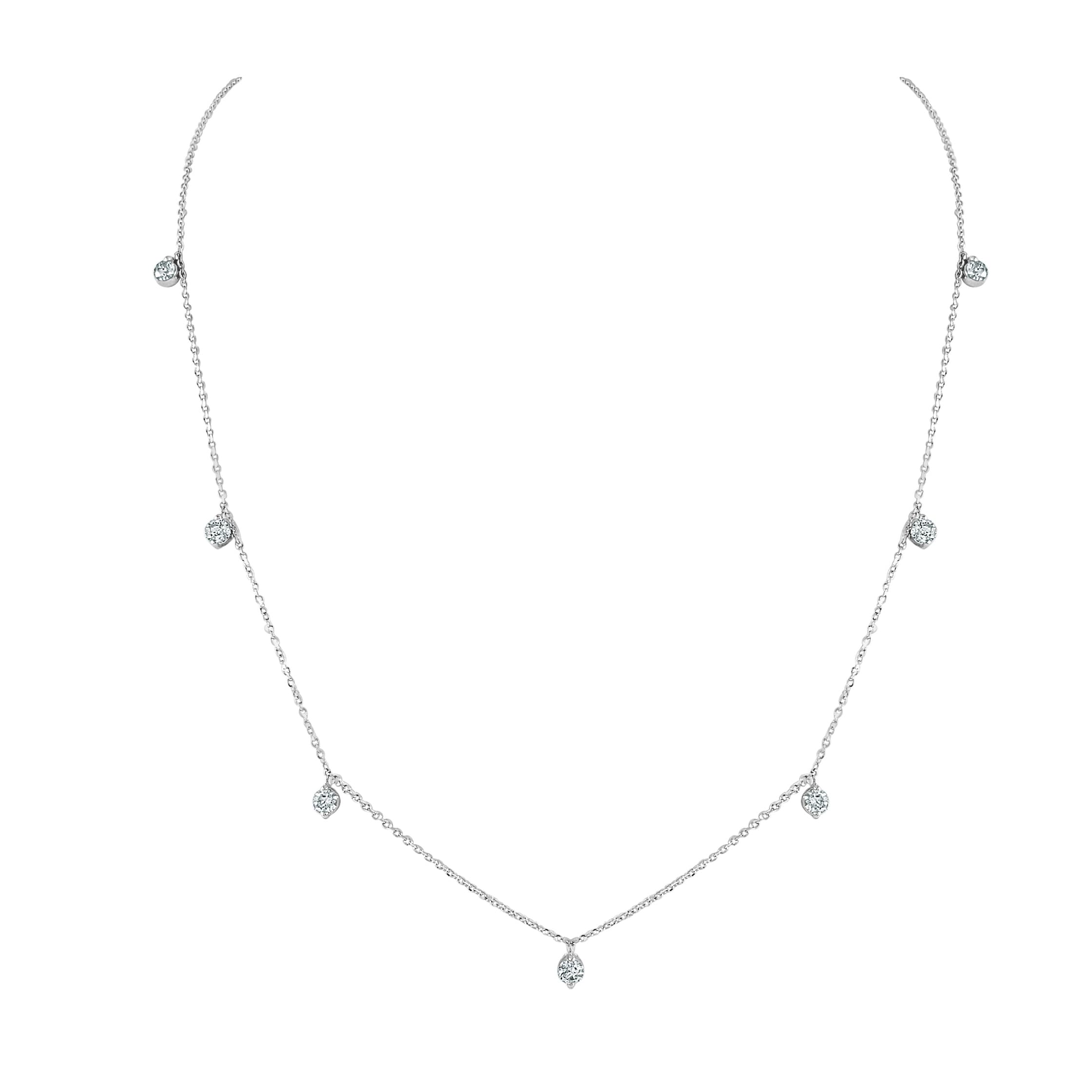14K White Gold 7 8 Ct Tw Diamond Station Necklace