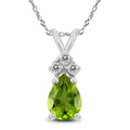 14K White Gold 8X6Mm Pear Peridot And Diamond Pendant