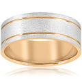 14K White Yellow Gold Two Tone Mens Comfort Fit 8Mm Wedding Band