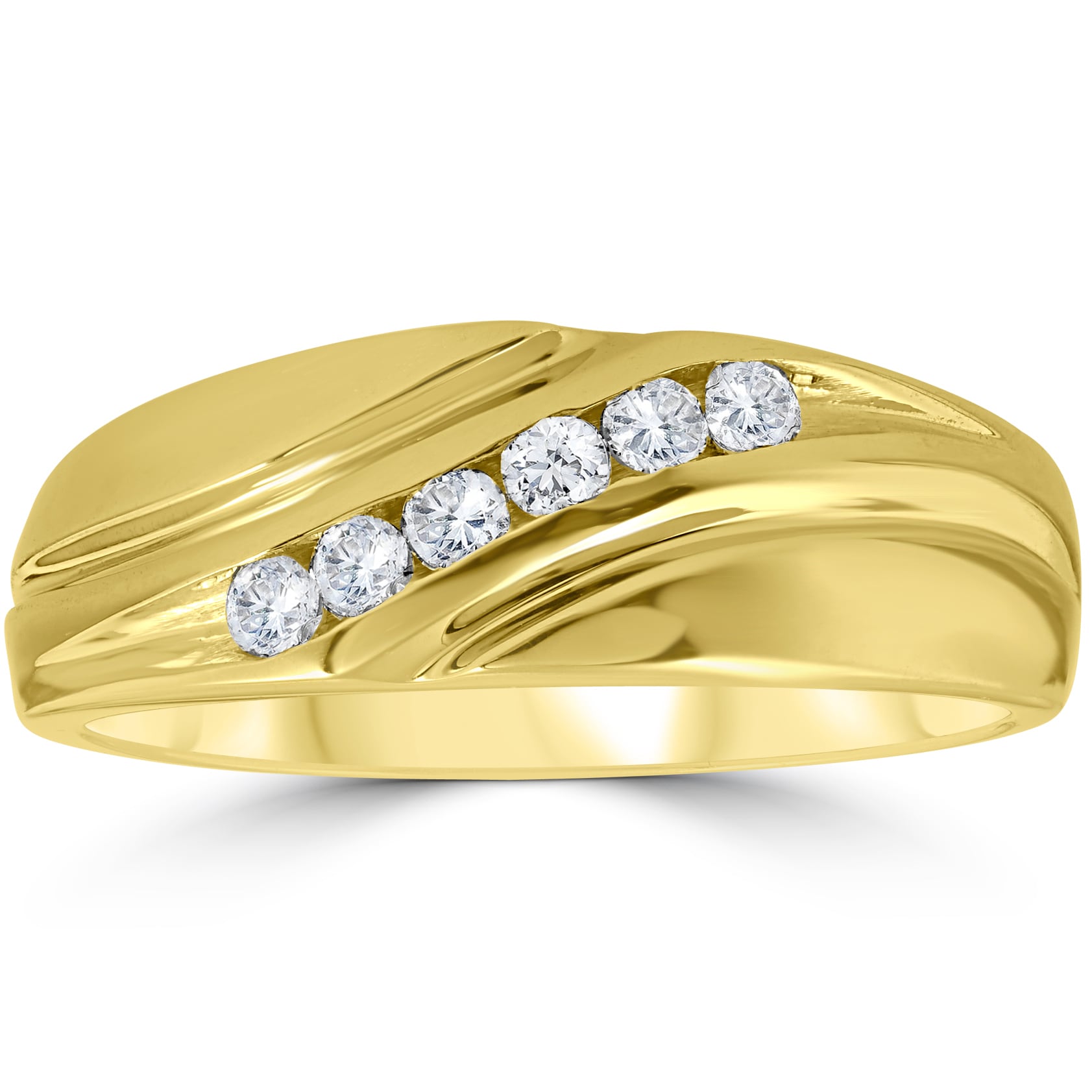 14K Yellow Gold 1 4 Ct Tdw Mens Diamond Wedding Ring