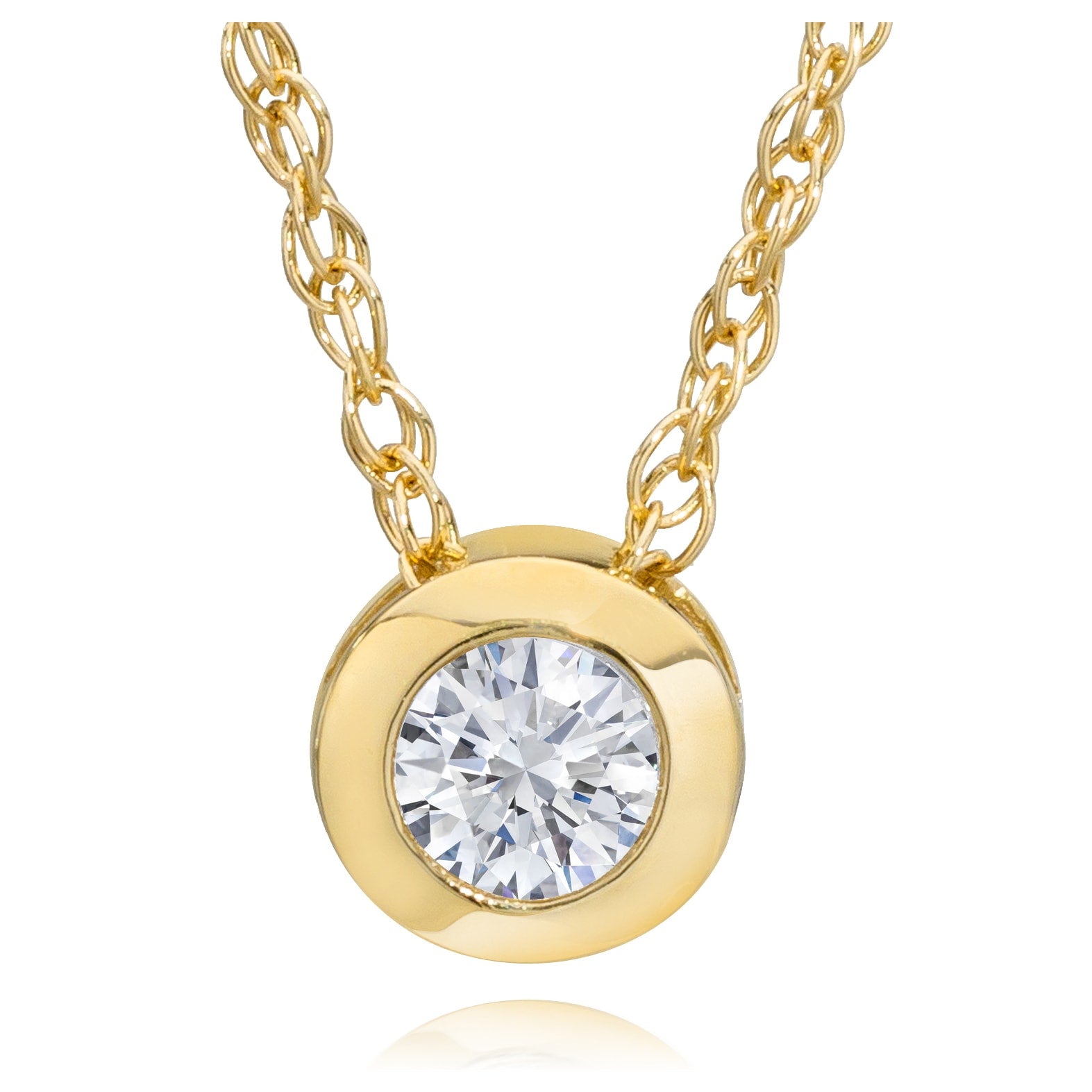 14K Yellow Gold 1 4Ct Tdw Eco Friendly Lab Grown Diamond Bezel Solitaire Pendant With Chain