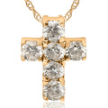 14K Yellow Gold 1 Ct Tdw Small Diamond Cross Pendant I J I2 I3