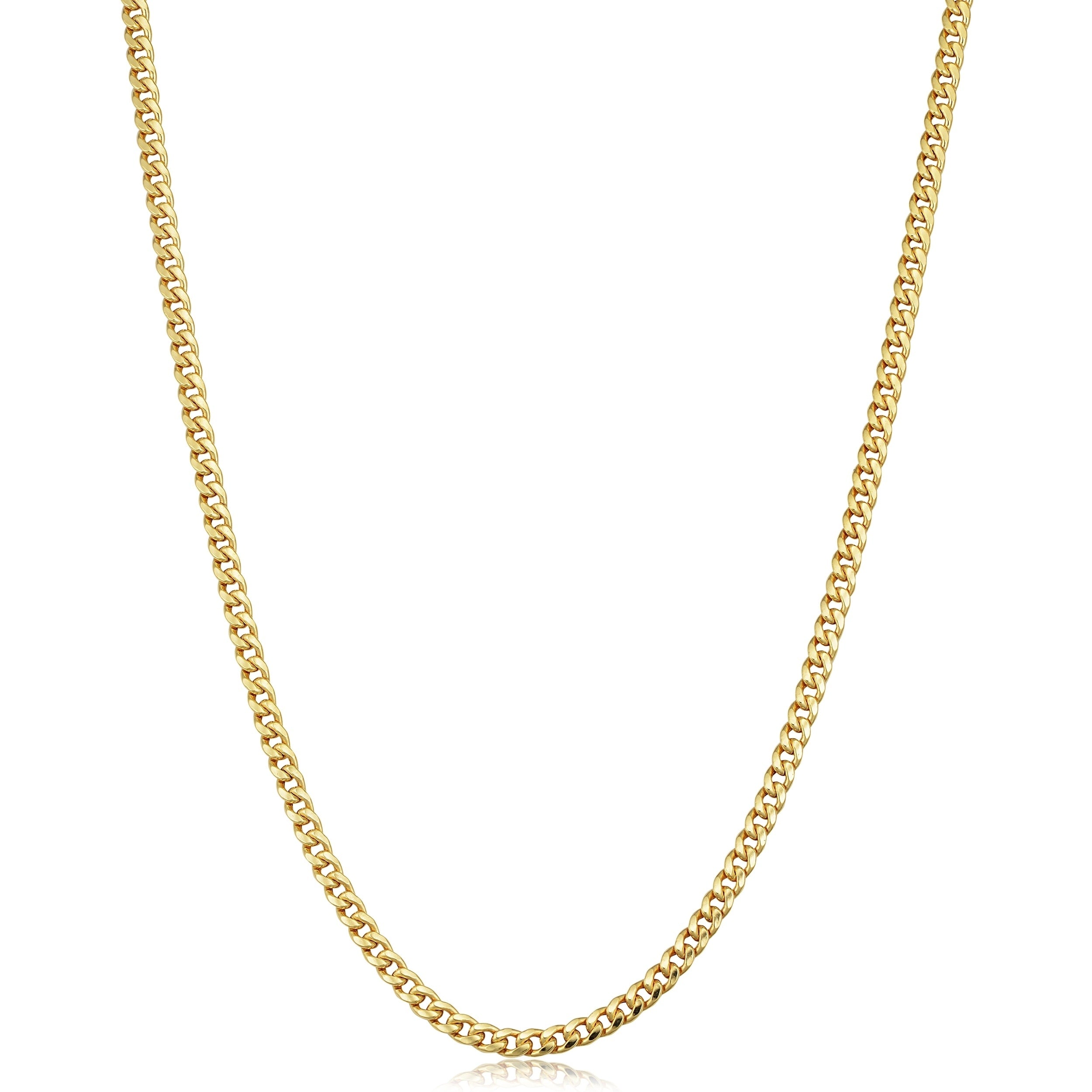 14K Yellow Gold 2.8 Millimeter Semi Solid Miami Cuban Link Necklace