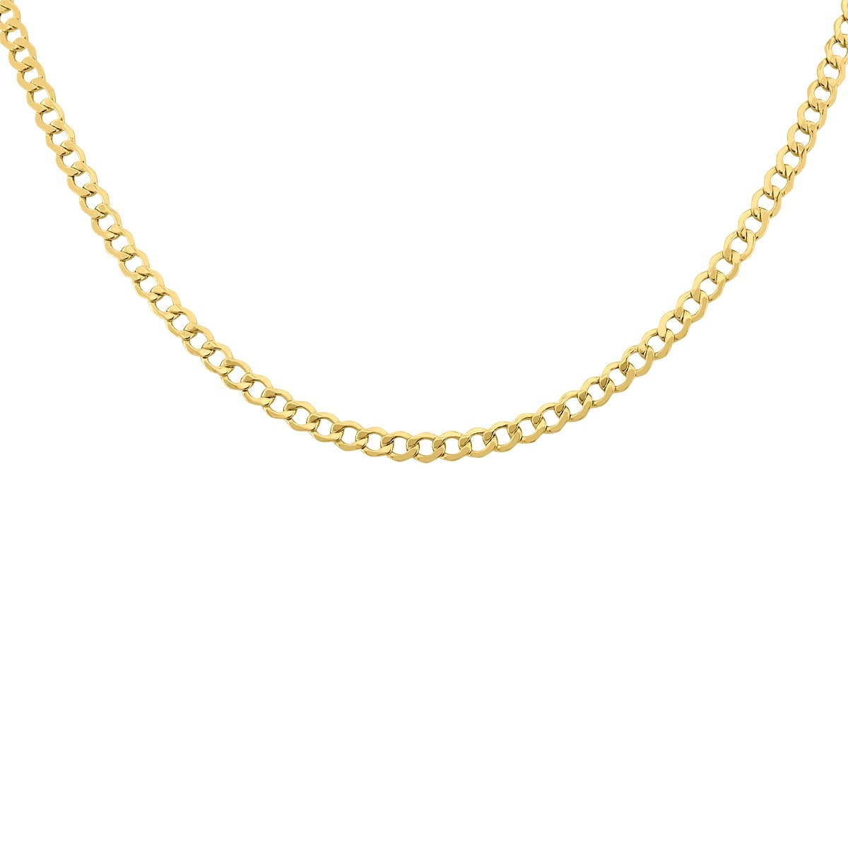 14K Yellow Gold 4.4Mm Oval Curb Chain With Lobster Clasp 22 Inch