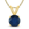 14K Yellow Gold 4Mm Round Sapphire Pendant