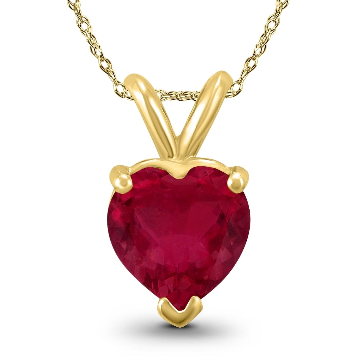 14K Yellow Gold 5Mm Heart Ruby Pendant