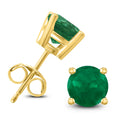 14K Yellow Gold 5Mm Round Emerald Earrings