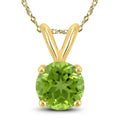14K Yellow Gold 5Mm Round Peridot Pendant