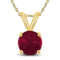 14K Yellow Gold 5Mm Round Ruby Pendant