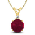 14K Yellow Gold 5Mm Round Ruby And Diamond Pendant