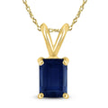 14K Yellow Gold 5X3Mm Emerald Shaped Sapphire Pendant