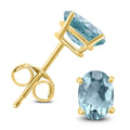 14K Yellow Gold 5X3Mm Oval Aquamarine Earrings