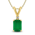 14K Yellow Gold 6X4Mm Emerald Shaped Emerald Pendant