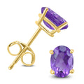 14K Yellow Gold 6X4Mm Oval Amethyst Earrings